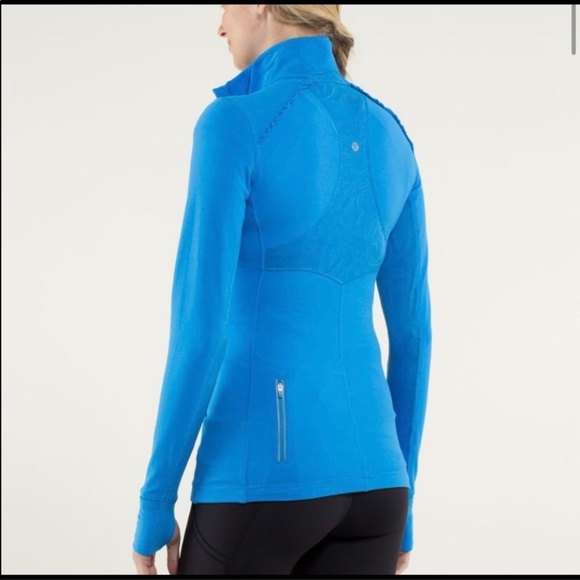 RARE Lululemon 10 Star Runner 1/2 Zip L/S Cornflower Blue RULU Ruffles Mesh - Picture 7 of 16